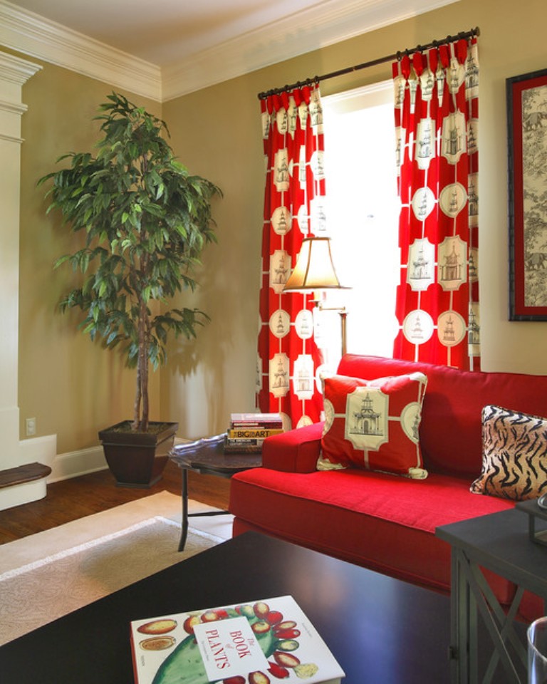 Red-and-White-Living-Room-Curtain